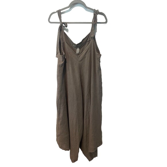 CATWALK STUDIO Gray Linen Tied Straps LAGENLOOK Minimalist Harem Jumpsuit O/S - Picture 5 of 13
